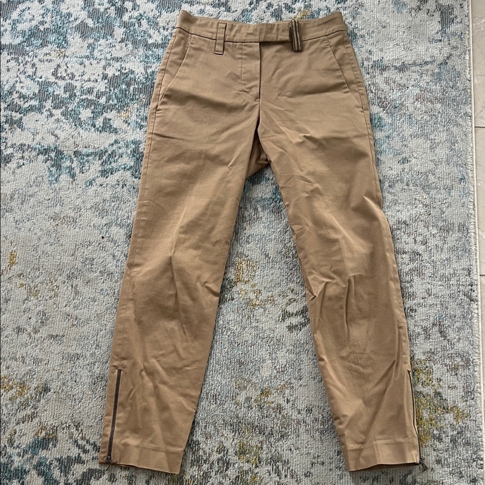 Brunello Cucinelli Tan Straight Leg Pants
